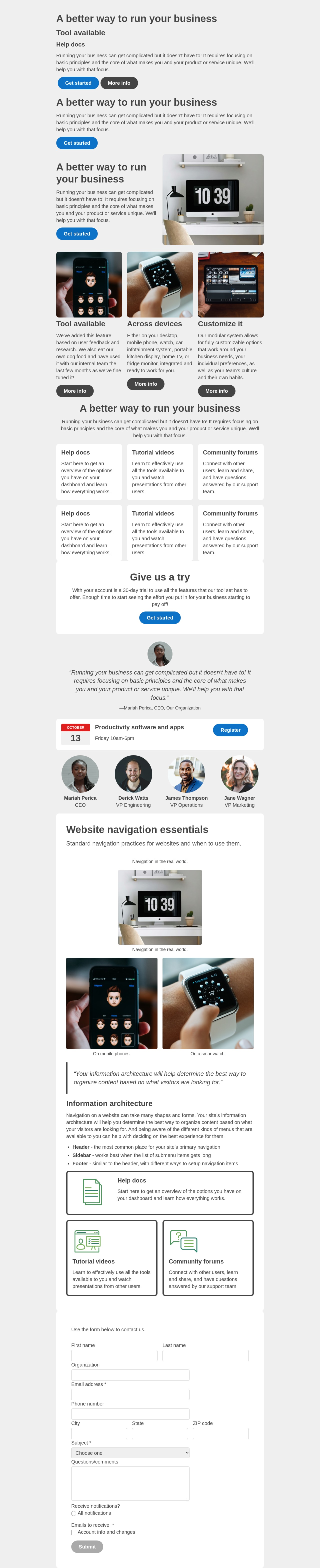 Starter landing page components