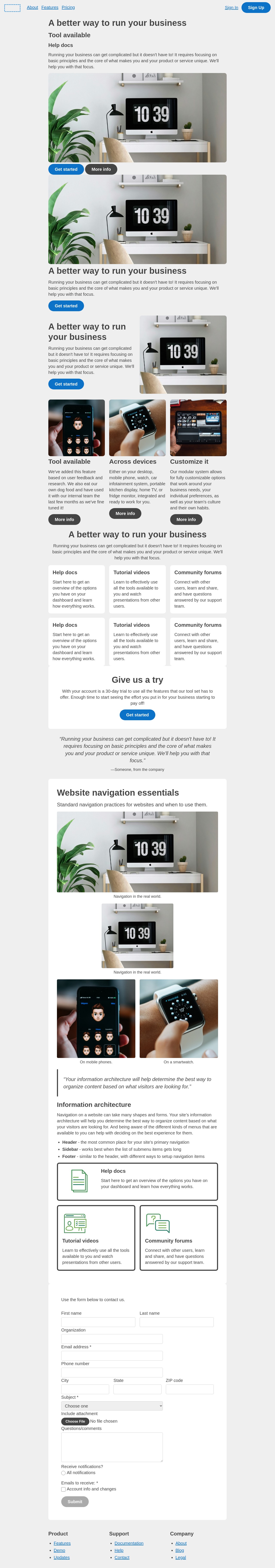 Starter page components